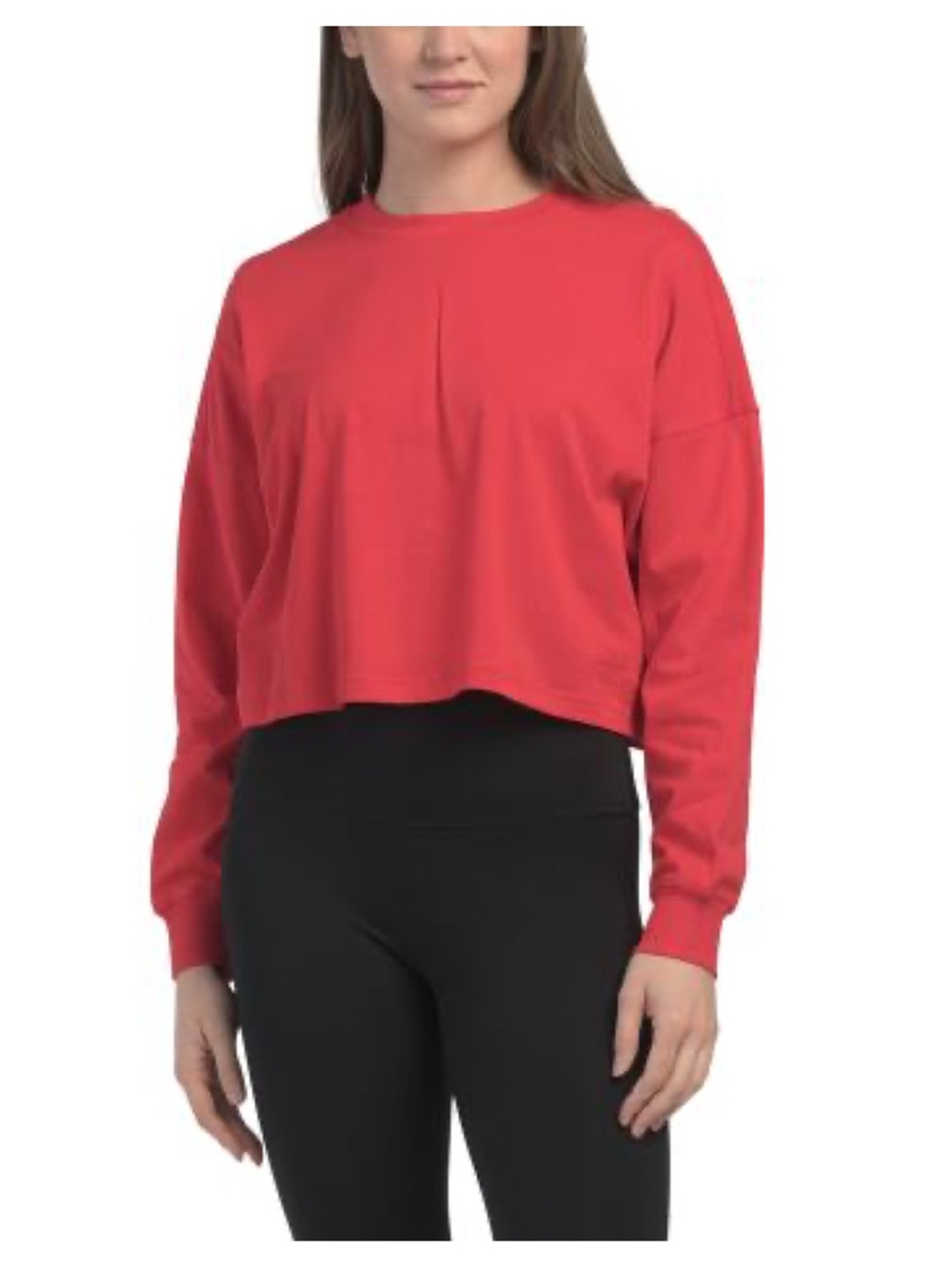 Calvin Klein Women's Red Cropped Long-Sleeve Top